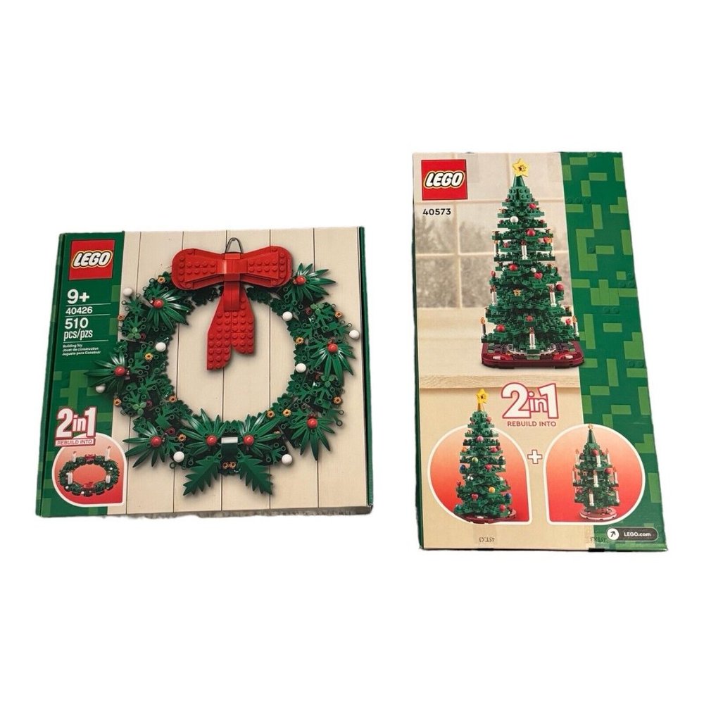 Lego Holiday Bundle, Christmas Tree (40573) and Wreath (40426), Set-New !